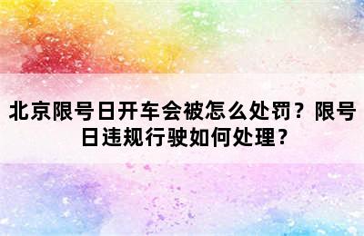 北京限号日开车会被怎么处罚？限号日违规行驶如何处理？