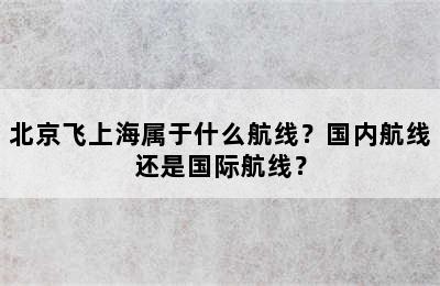北京飞上海属于什么航线？国内航线还是国际航线？