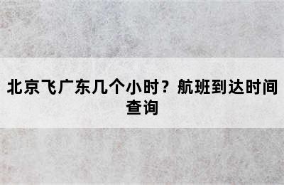 北京飞广东几个小时？航班到达时间查询