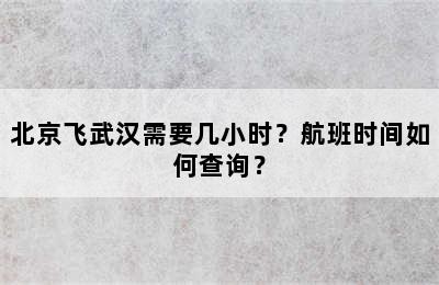 北京飞武汉需要几小时？航班时间如何查询？