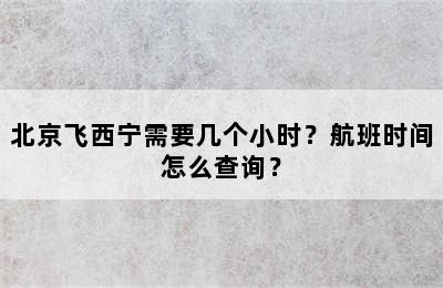 北京飞西宁需要几个小时？航班时间怎么查询？