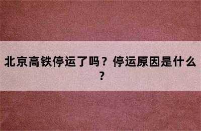 北京高铁停运了吗？停运原因是什么？