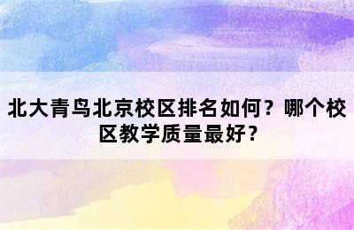 北大青鸟北京校区排名如何？哪个校区教学质量最好？