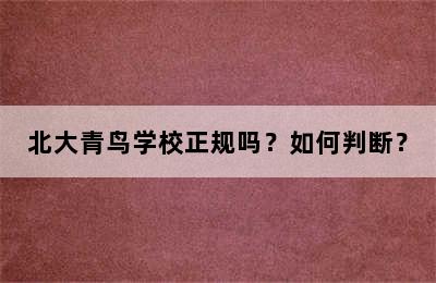 北大青鸟学校正规吗？如何判断？
