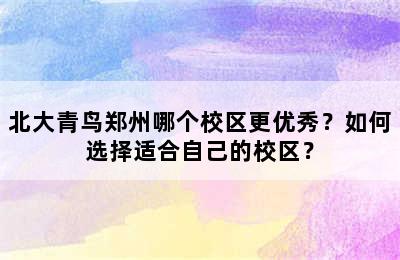 北大青鸟郑州哪个校区更优秀？如何选择适合自己的校区？