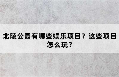 北陵公园有哪些娱乐项目？这些项目怎么玩？
