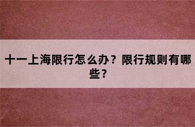 十一上海限行怎么办？限行规则有哪些？
