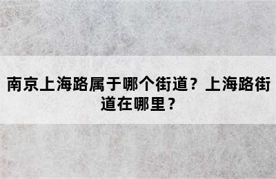 南京上海路属于哪个街道？上海路街道在哪里？
