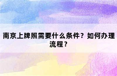 南京上牌照需要什么条件？如何办理流程？