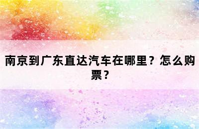 南京到广东直达汽车在哪里？怎么购票？