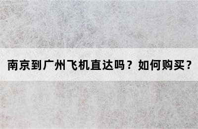南京到广州飞机直达吗？如何购买？
