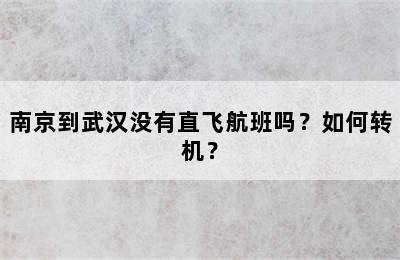 南京到武汉没有直飞航班吗？如何转机？