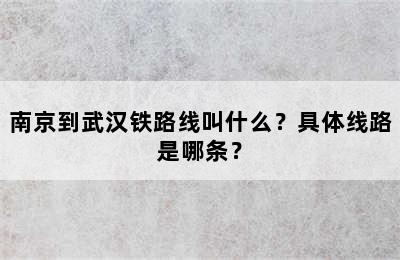 南京到武汉铁路线叫什么？具体线路是哪条？