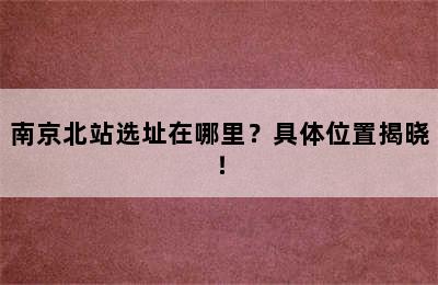 南京北站选址在哪里？具体位置揭晓！