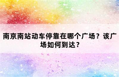 南京南站动车停靠在哪个广场？该广场如何到达？