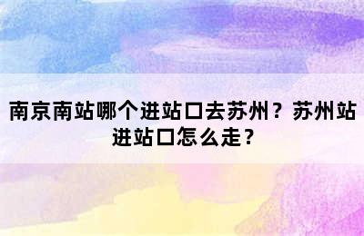南京南站哪个进站口去苏州？苏州站进站口怎么走？