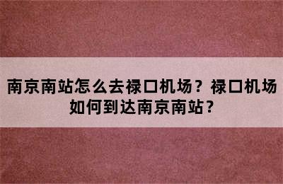 南京南站怎么去禄口机场？禄口机场如何到达南京南站？