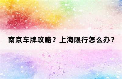 南京车牌攻略？上海限行怎么办？
