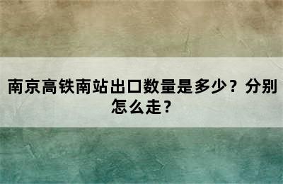 南京高铁南站出口数量是多少？分别怎么走？