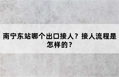 南宁东站哪个出口接人？接人流程是怎样的？