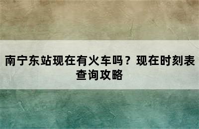 南宁东站现在有火车吗？现在时刻表查询攻略
