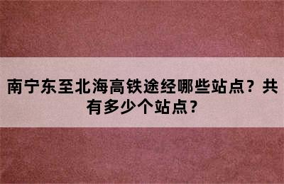 南宁东至北海高铁途经哪些站点？共有多少个站点？