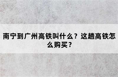 南宁到广州高铁叫什么？这趟高铁怎么购买？