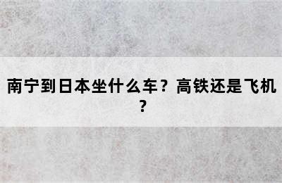 南宁到日本坐什么车？高铁还是飞机？
