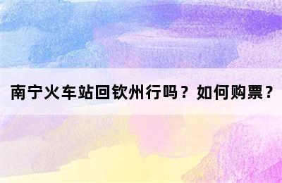 南宁火车站回钦州行吗？如何购票？
