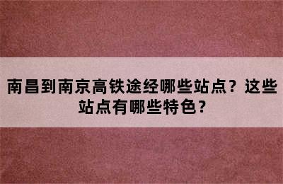 南昌到南京高铁途经哪些站点？这些站点有哪些特色？