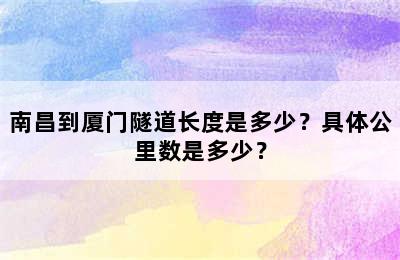 南昌到厦门隧道长度是多少？具体公里数是多少？