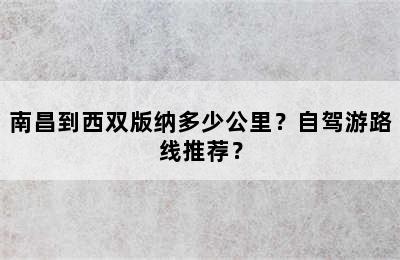 南昌到西双版纳多少公里？自驾游路线推荐？