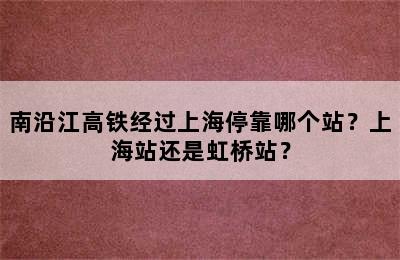 南沿江高铁经过上海停靠哪个站？上海站还是虹桥站？