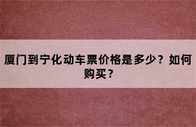 厦门到宁化动车票价格是多少？如何购买？