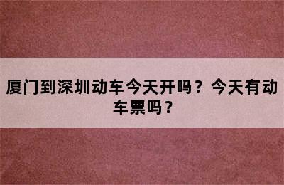 厦门到深圳动车今天开吗？今天有动车票吗？