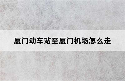 厦门动车站至厦门机场怎么走