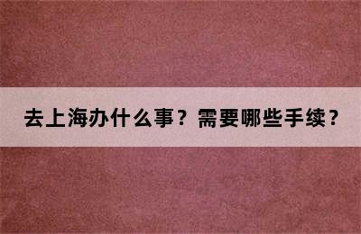 去上海办什么事？需要哪些手续？