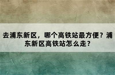 去浦东新区，哪个高铁站最方便？浦东新区高铁站怎么走？