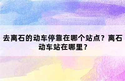 去离石的动车停靠在哪个站点？离石动车站在哪里？