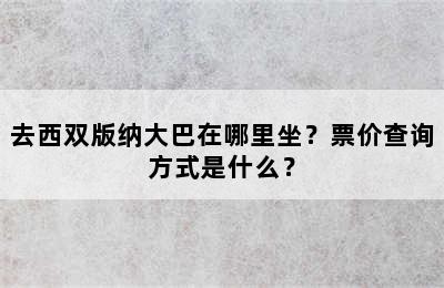 去西双版纳大巴在哪里坐？票价查询方式是什么？