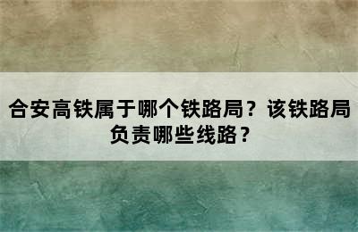 合安高铁属于哪个铁路局？该铁路局负责哪些线路？