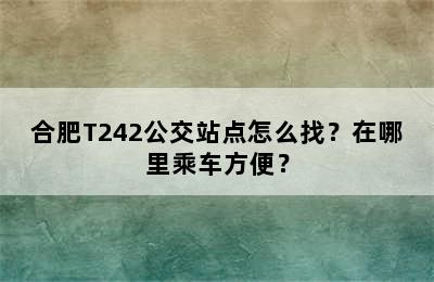 合肥T242公交站点怎么找？在哪里乘车方便？