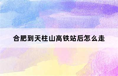 合肥到天柱山高铁站后怎么走