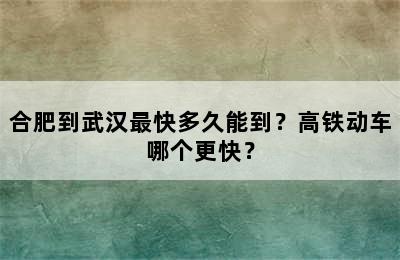 合肥到武汉最快多久能到？高铁动车哪个更快？