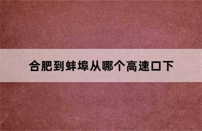 合肥到蚌埠从哪个高速口下