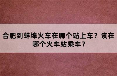 合肥到蚌埠火车在哪个站上车？该在哪个火车站乘车？