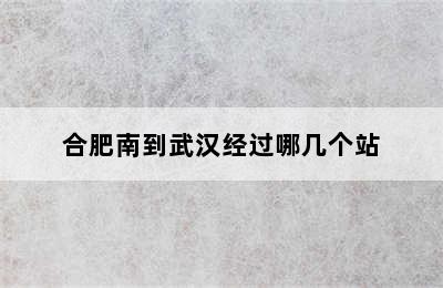 合肥南到武汉经过哪几个站