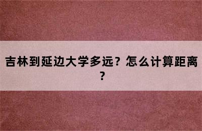 吉林到延边大学多远？怎么计算距离？