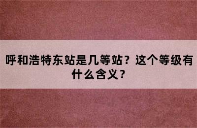 呼和浩特东站是几等站？这个等级有什么含义？