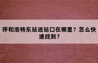 呼和浩特东站进站口在哪里？怎么快速找到？